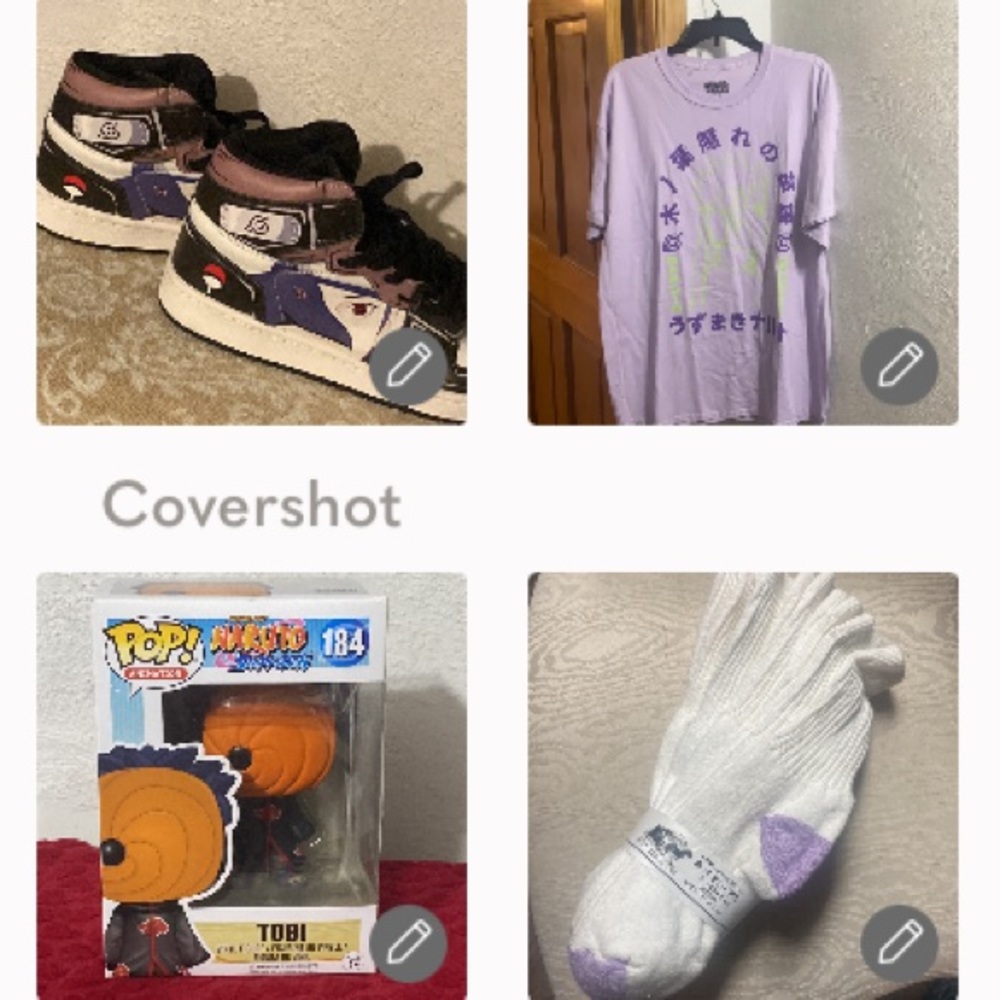 NEW NARUTO tee XL+5 New Pairs💜🧦sz10+TOBI Funko